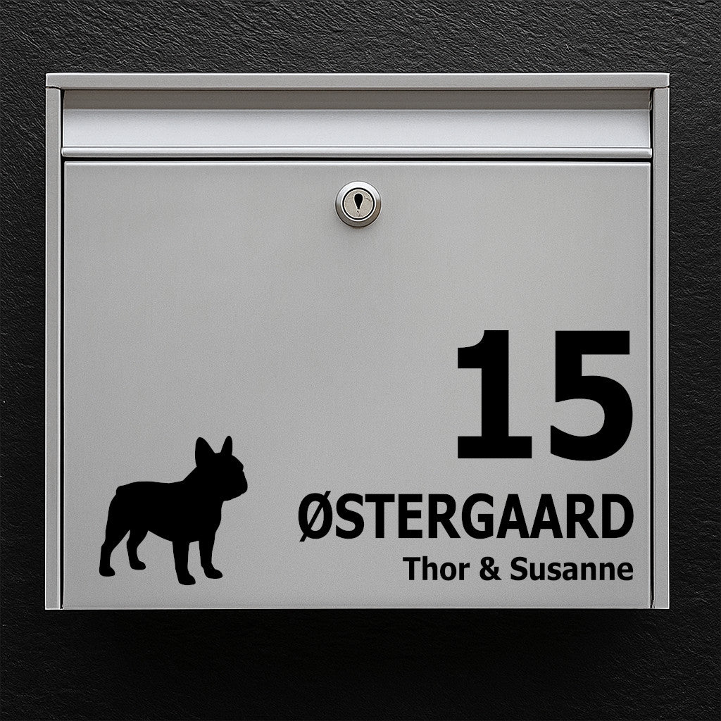 Brevlådeklistermärke med fransk bulldogg