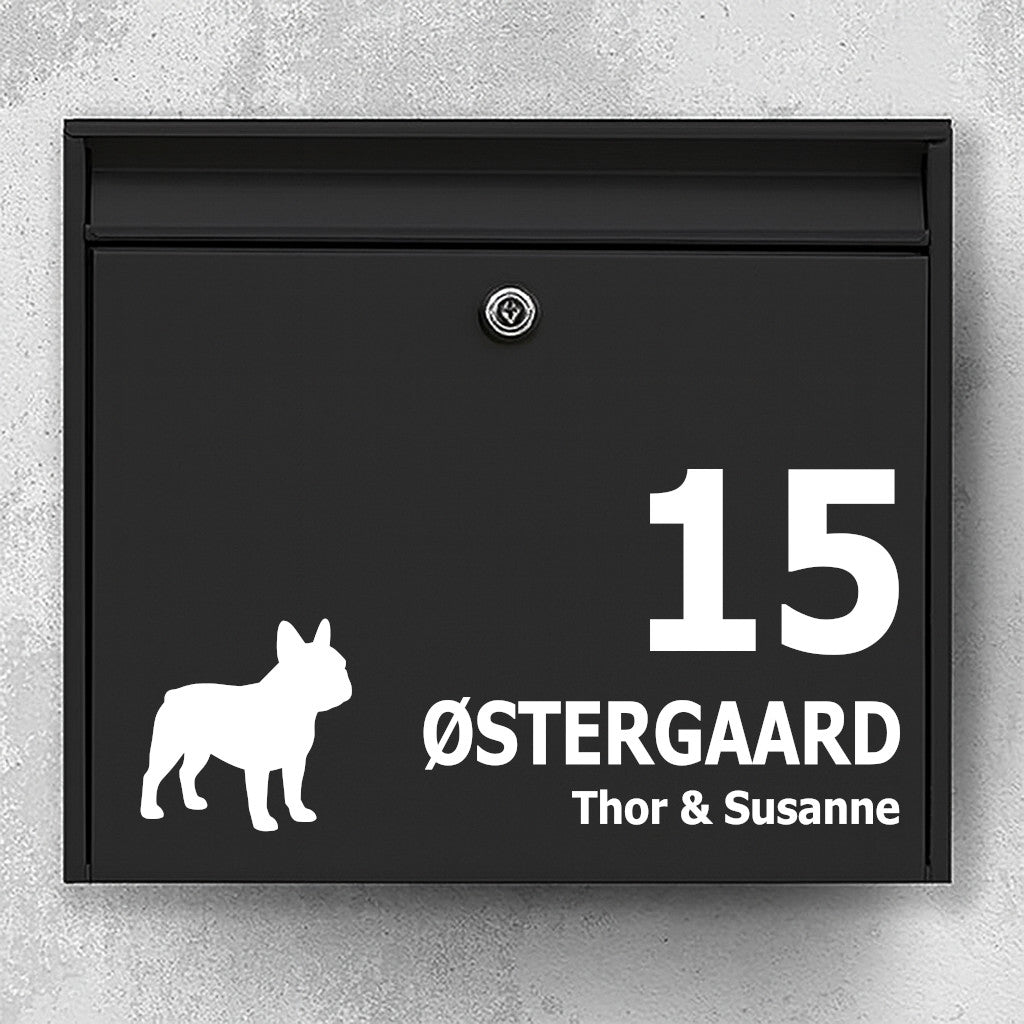 Brevlådeklistermärke med fransk bulldogg