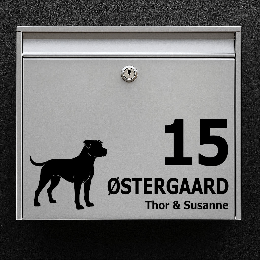 Brevlådeklistermärke med spansk bulldogg (Alano Español)