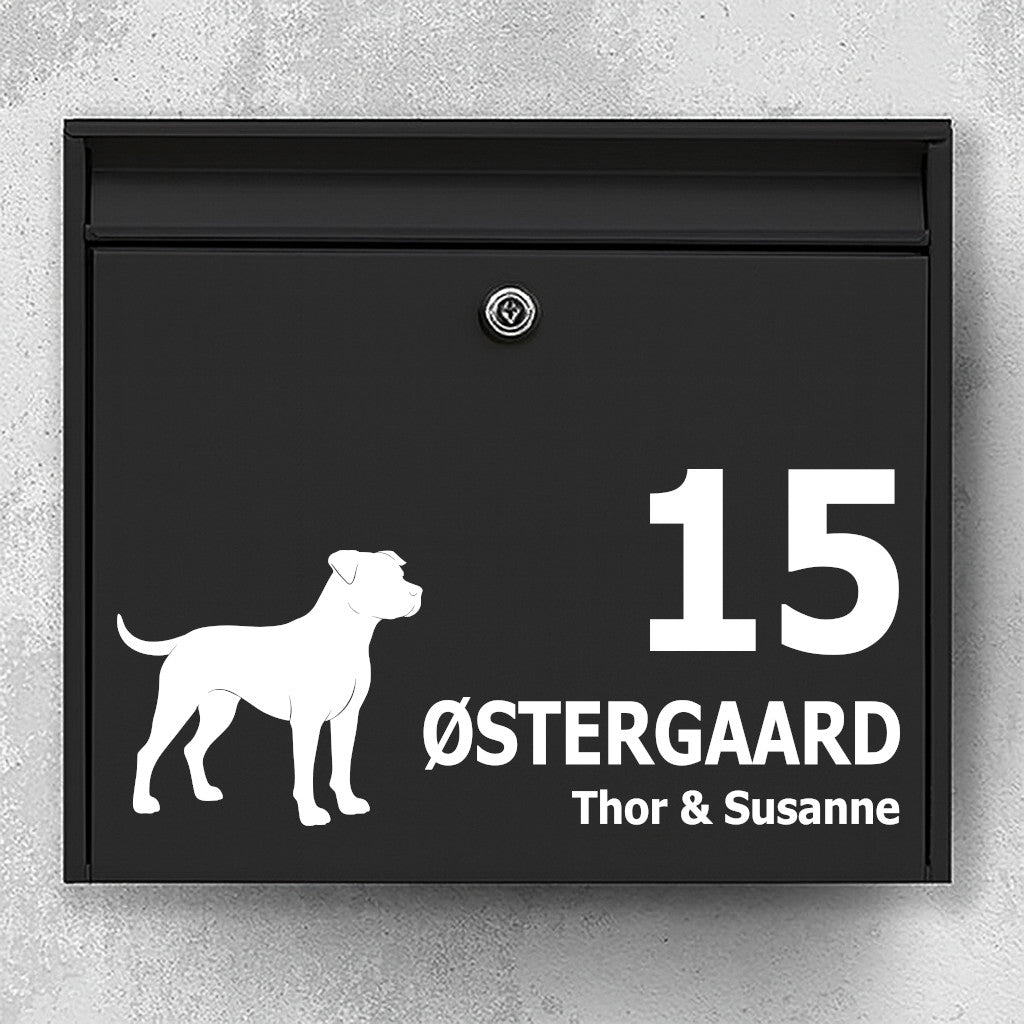 Brevlådeklistermärke med spansk bulldogg (Alano Español)