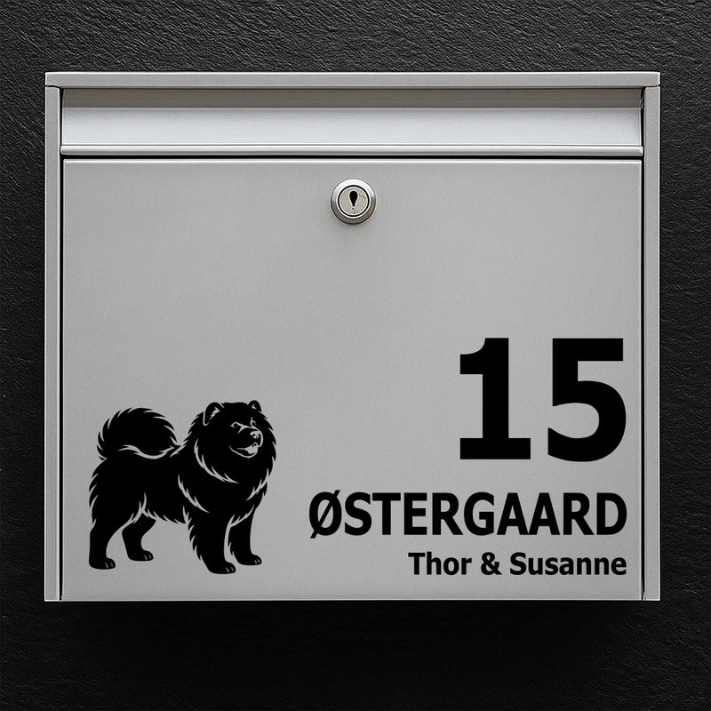 Brevlådeklistermärke med chow-chow