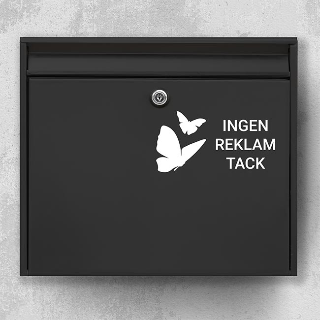 Brevlådeklistermärke – ”Ingen reklam tack” med fjärilar