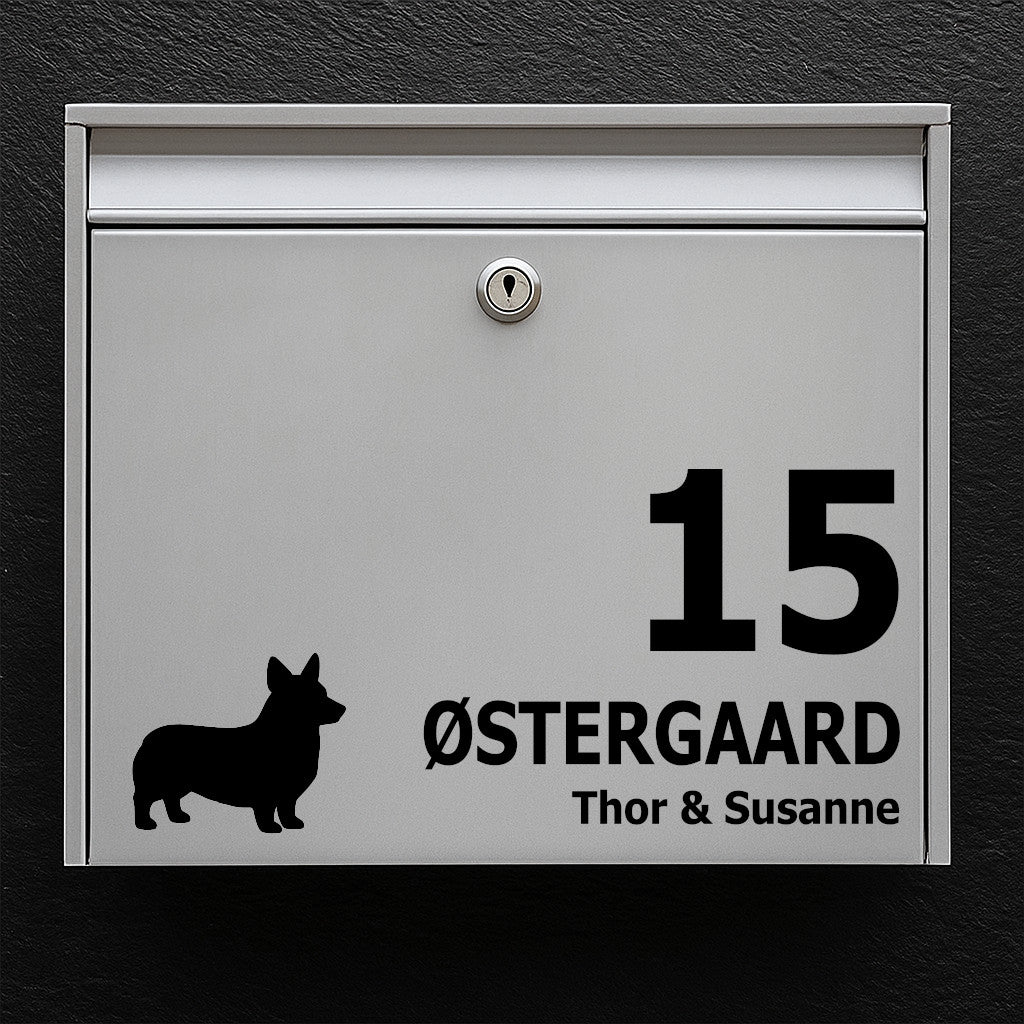 Brevlådeklistermärke med corgi