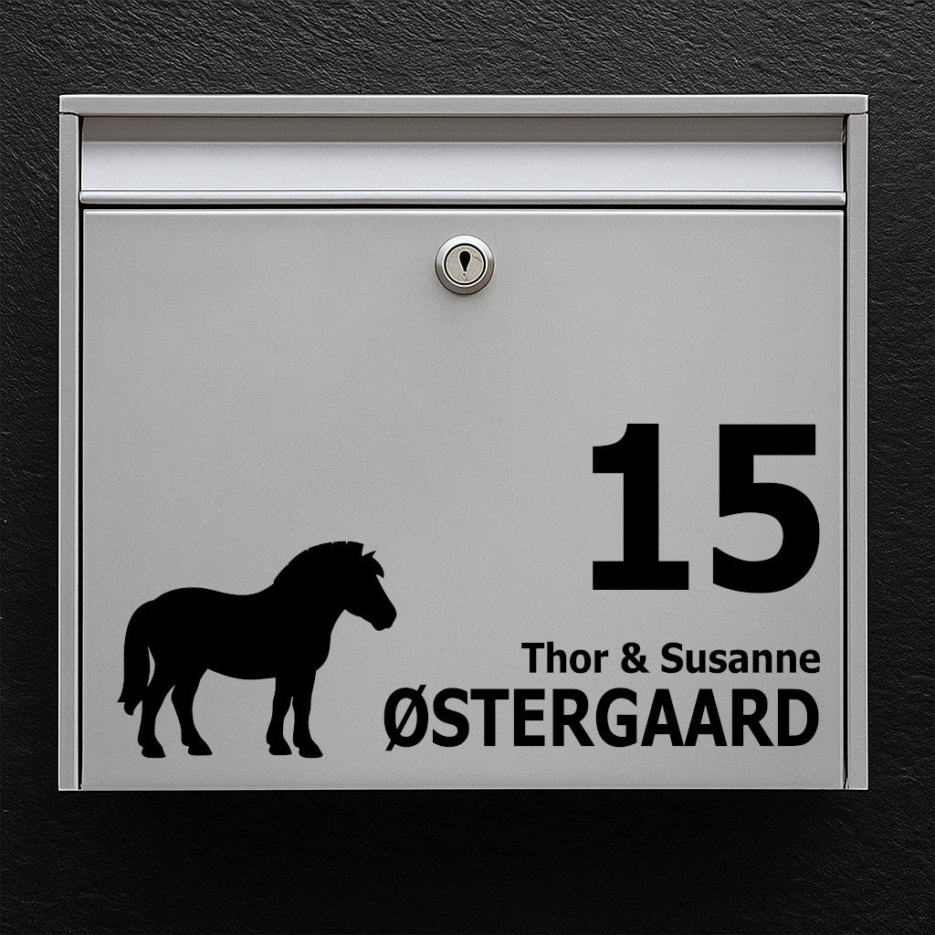 Brevlådeklistermärke med fjordhäst