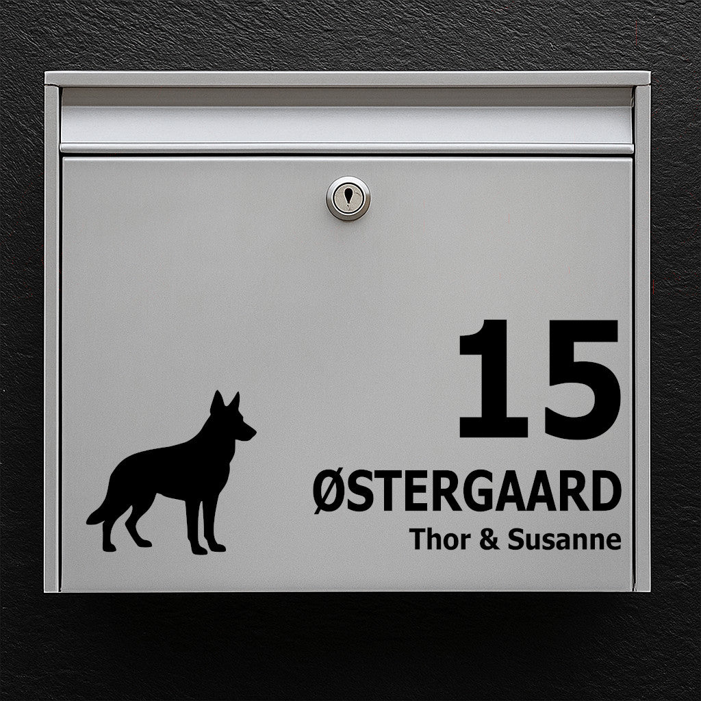Brevlådeklistermärke med schäfer