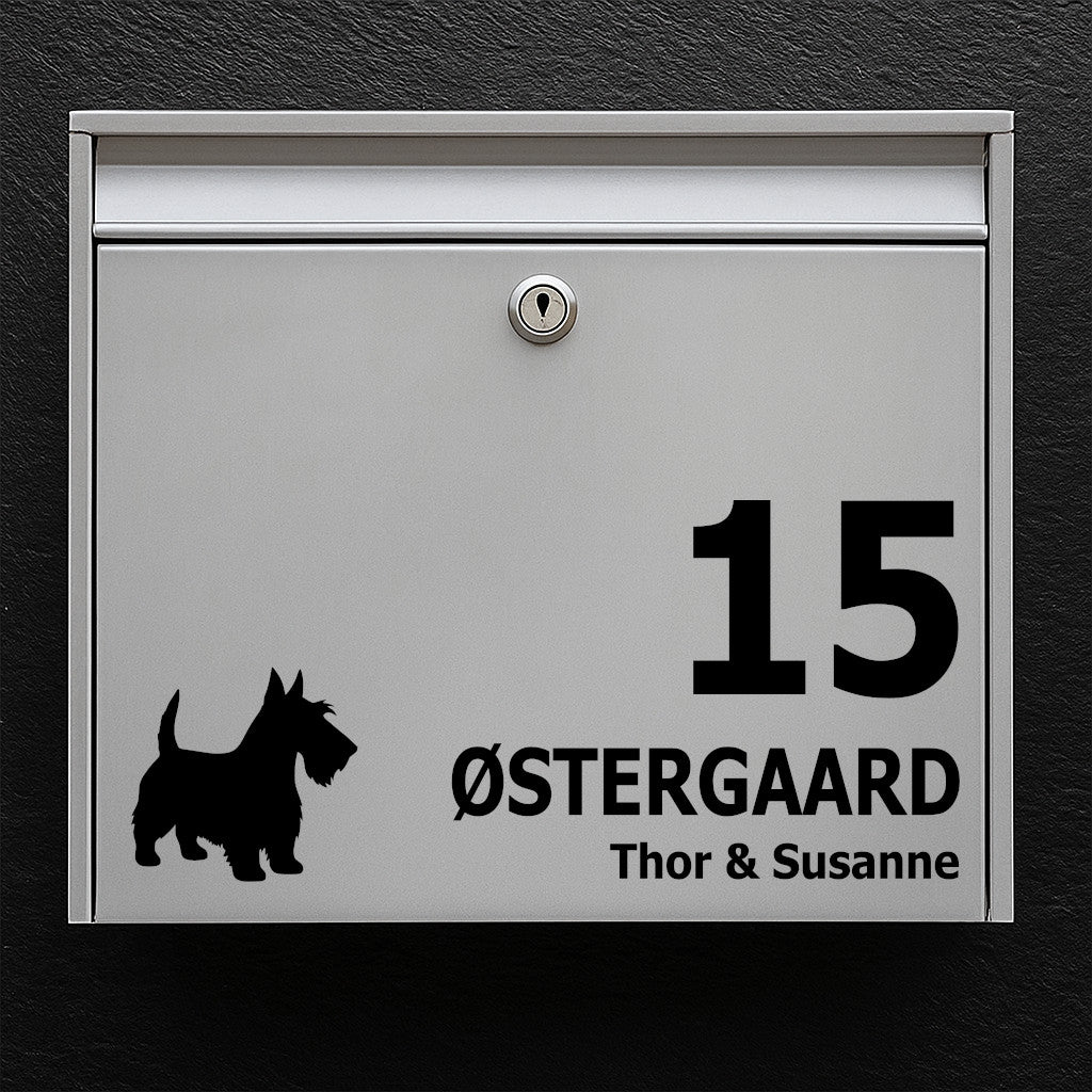Brevlådeklistermärke med skotsk terrier