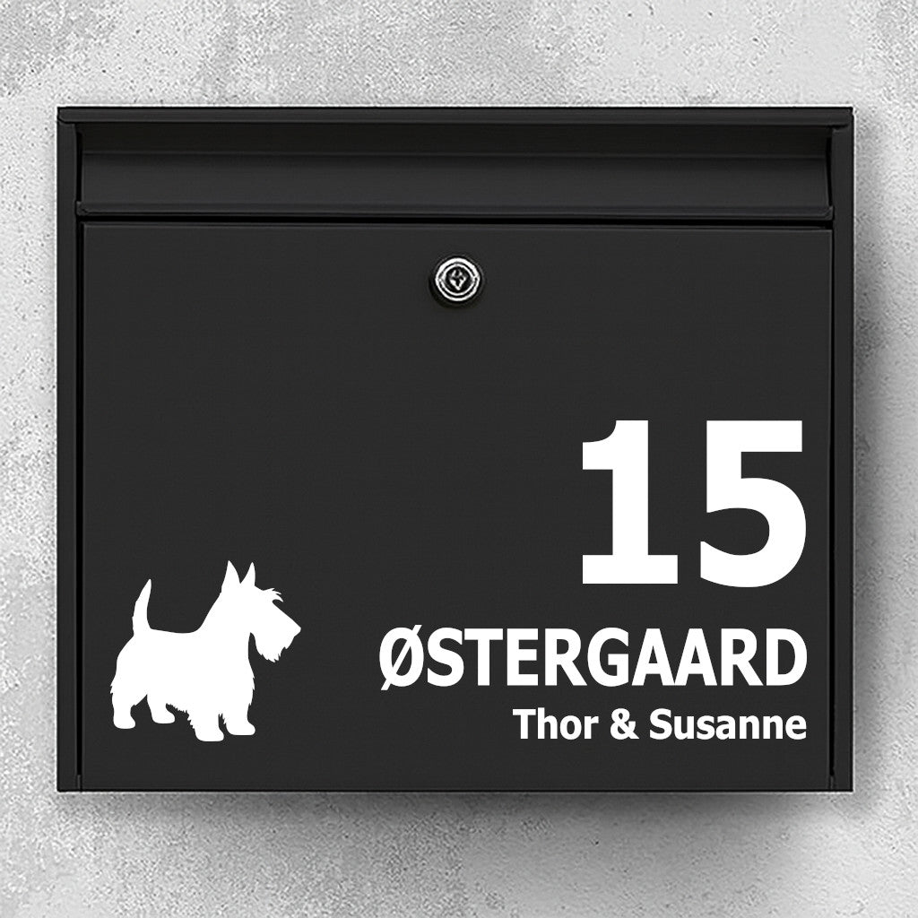 Brevlådeklistermärke med skotsk terrier