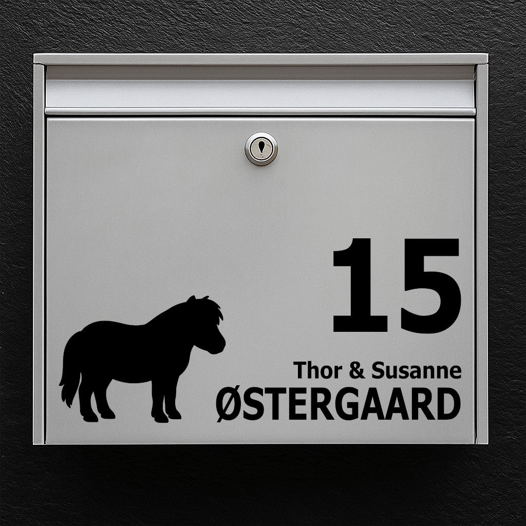 Brevlådeklistermärke med shetlandsponny