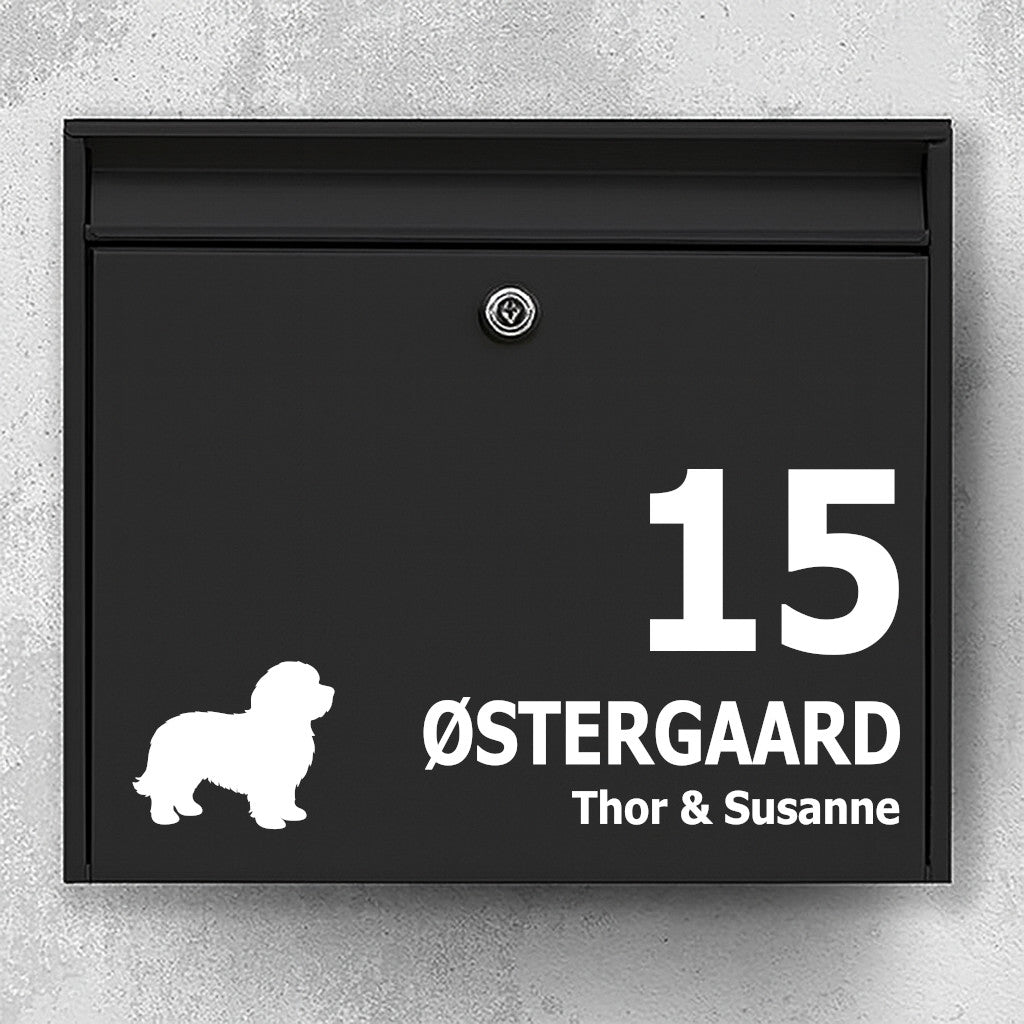 Brevlådeklistermärke med bomullshund