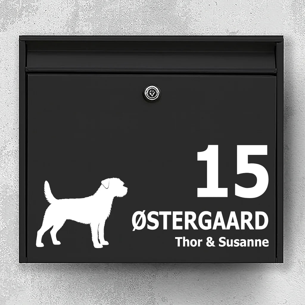 Brevlådeklistermärke med  borderterrier 