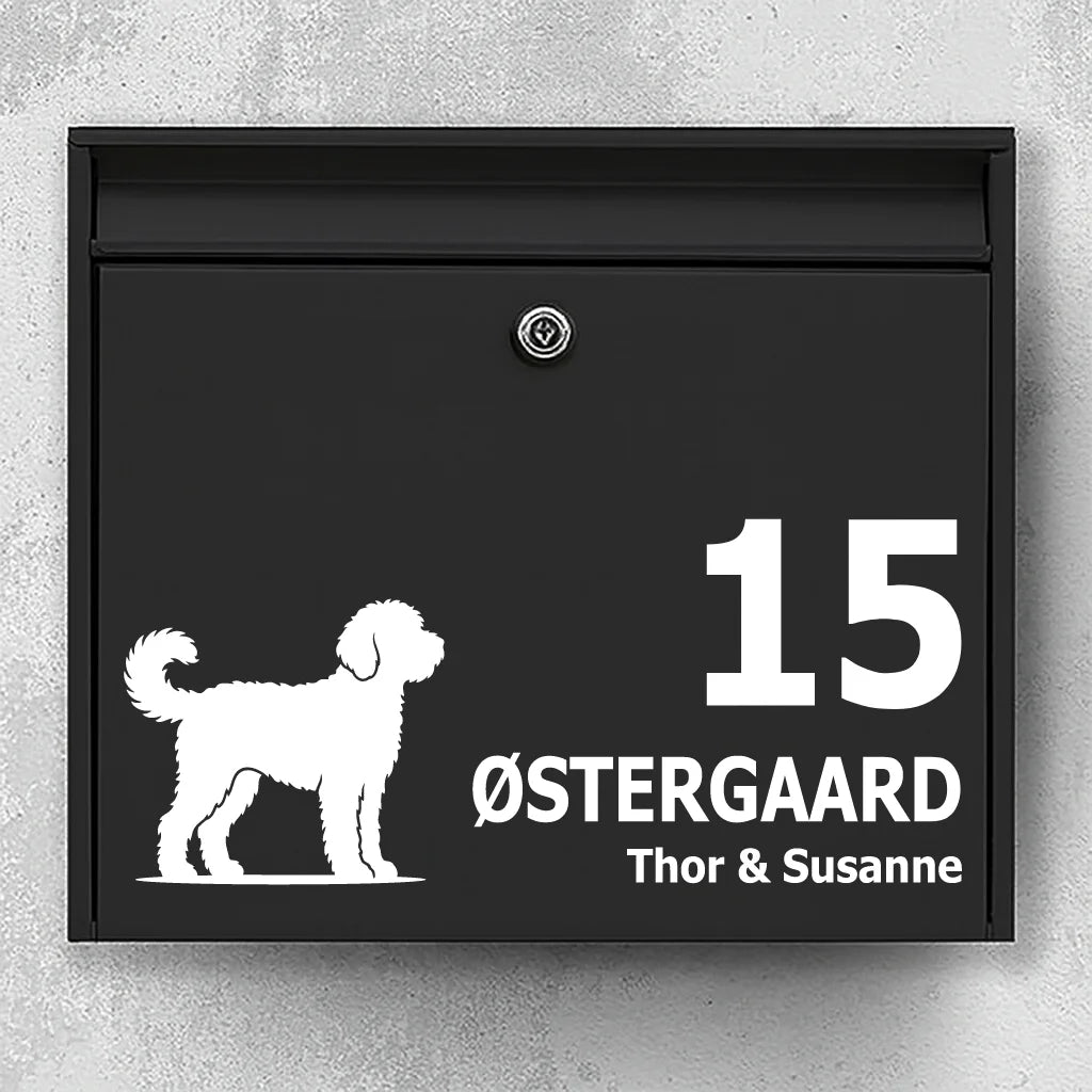 Brevlådeklistermärke med Goldendoodle