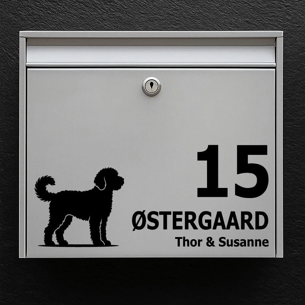 Brevlådeklistermärke med Goldendoodle