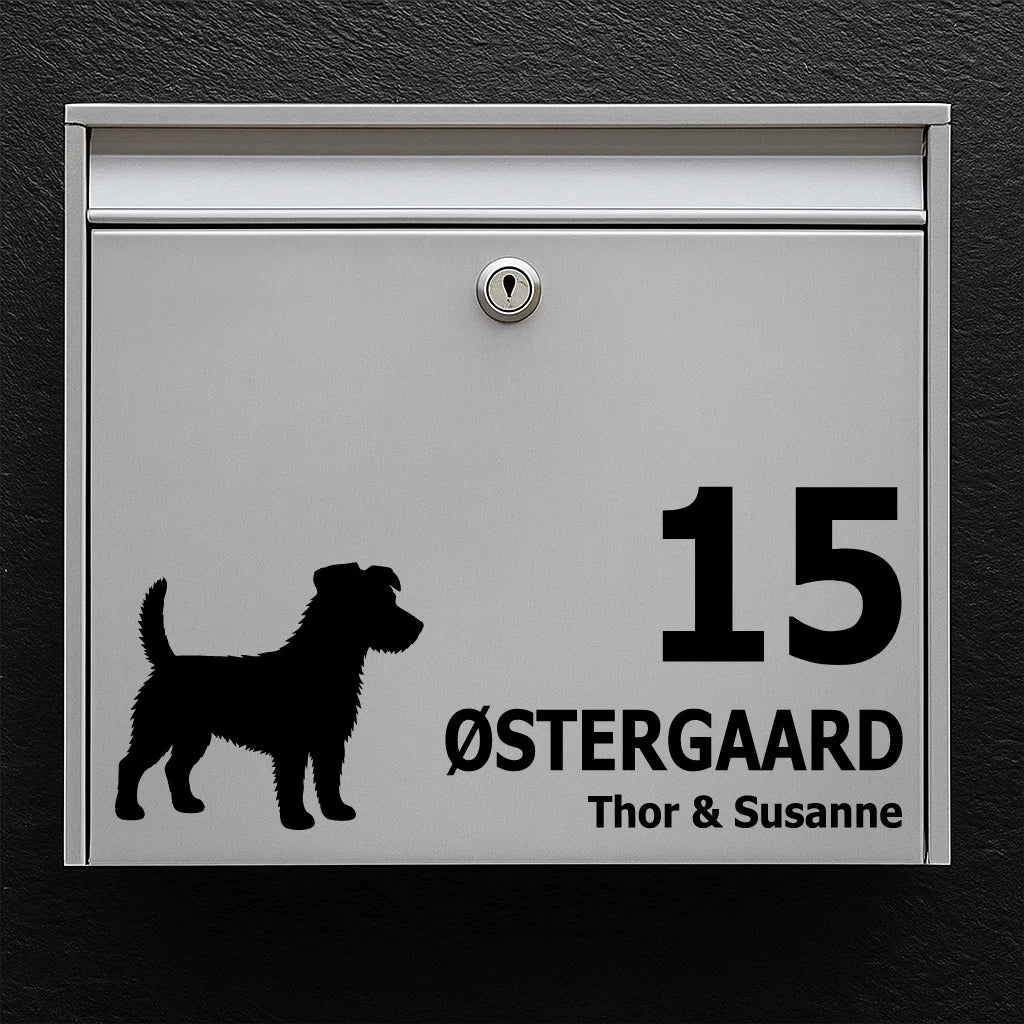 Brevlådeklistermärke med Strävhårig Jack Russell terrier