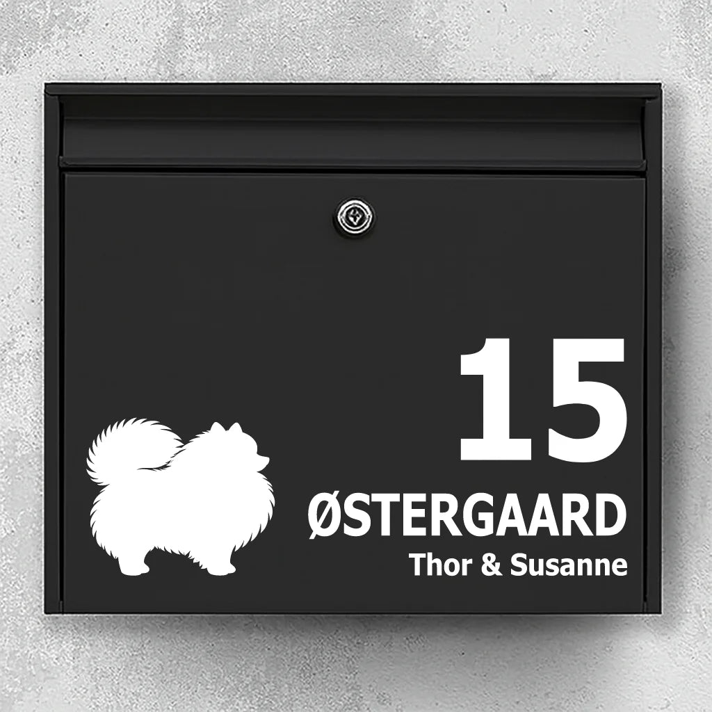 Brevlådeklistermärke med Pomeranian (dvärgspets)