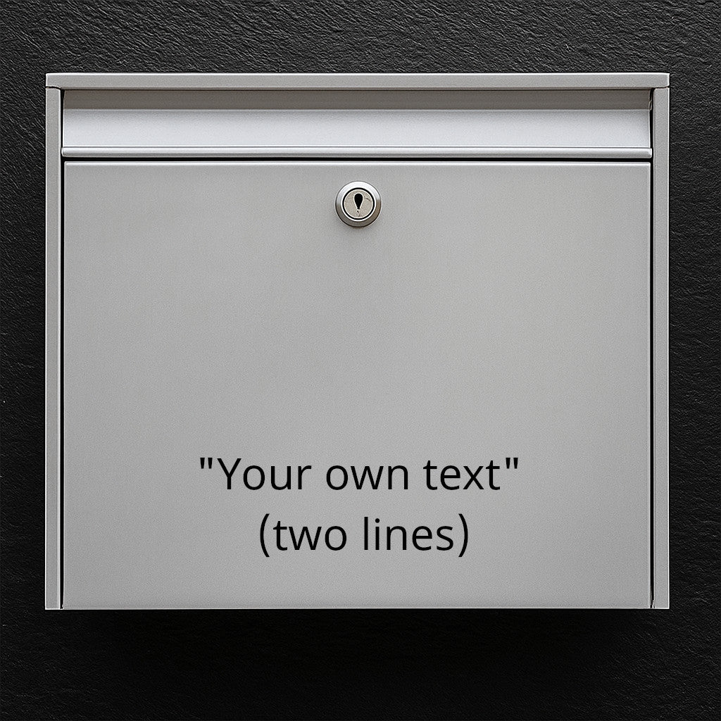 Brevlådedekal – egen valfri text (max 30 x 30 cm) – 2 rader