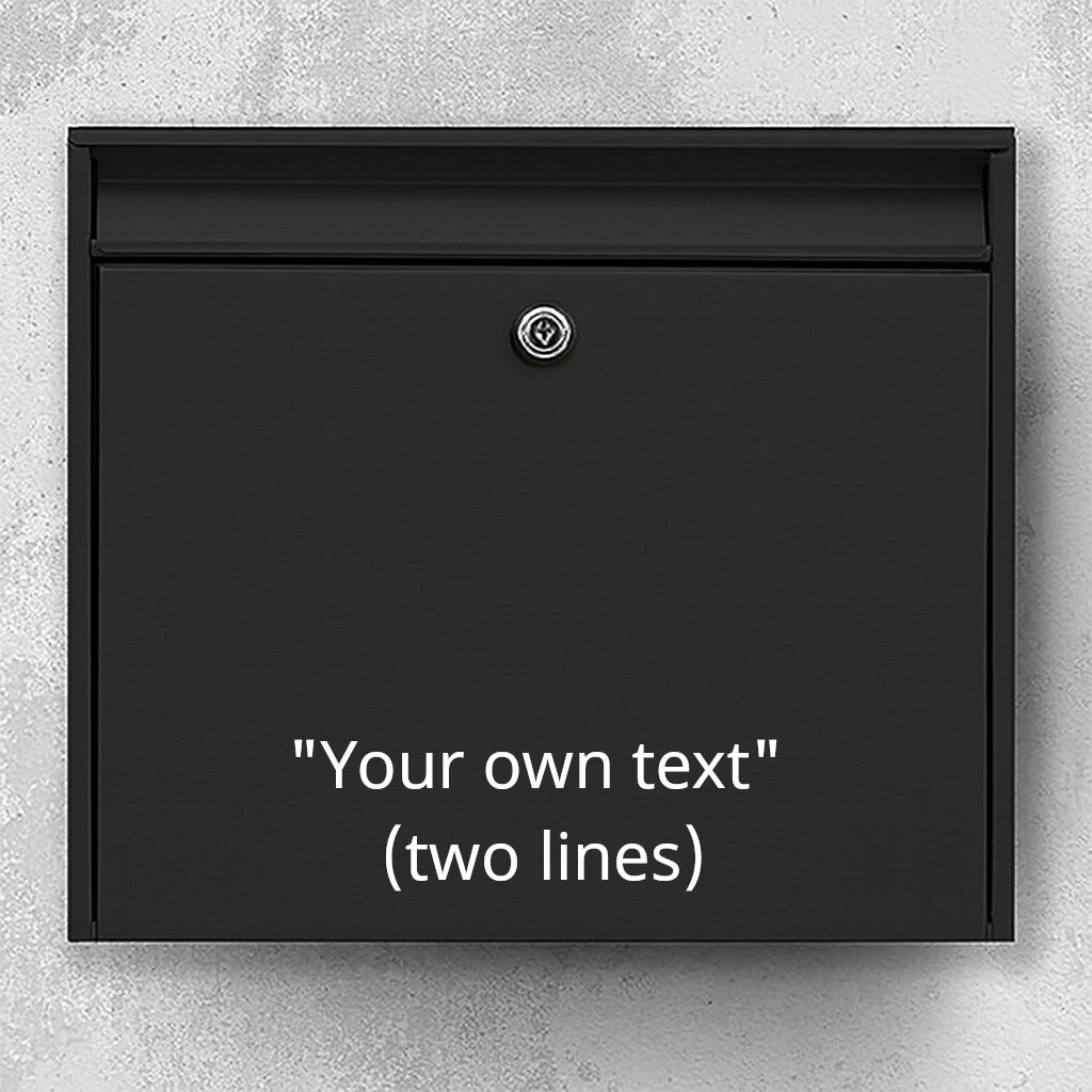 Brevlådedekal – egen valfri text (max 30 x 30 cm) – 2 rader