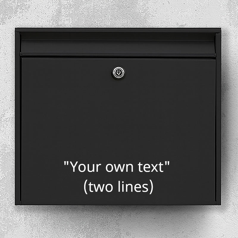 Brevlådedekal – egen valfri text (max 30 x 30 cm) – 2 rader